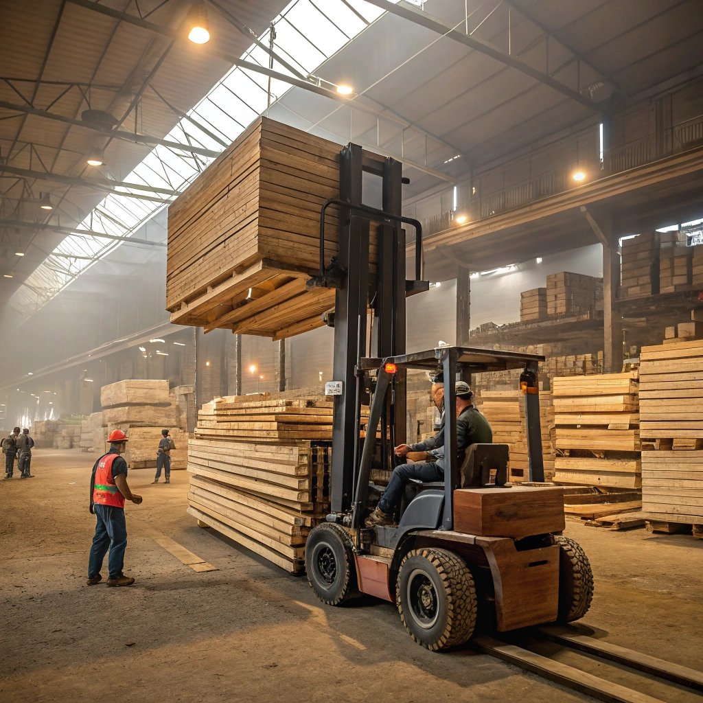 forklift working in timber