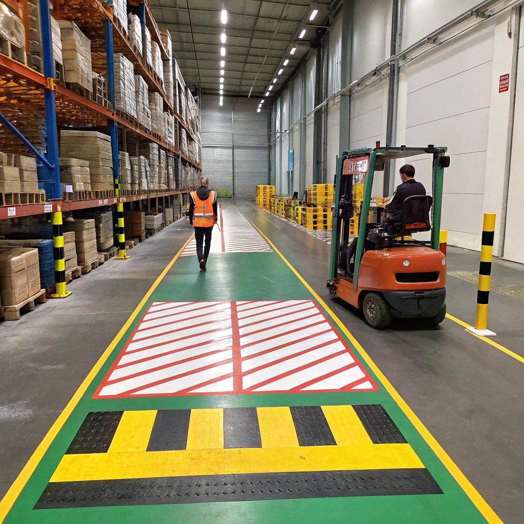 pedestrian walk way in warehouse