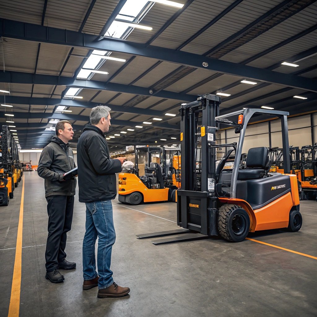 forklift Dealer talk with customer