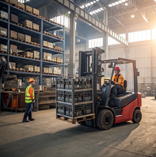 forklift work in auto part factory