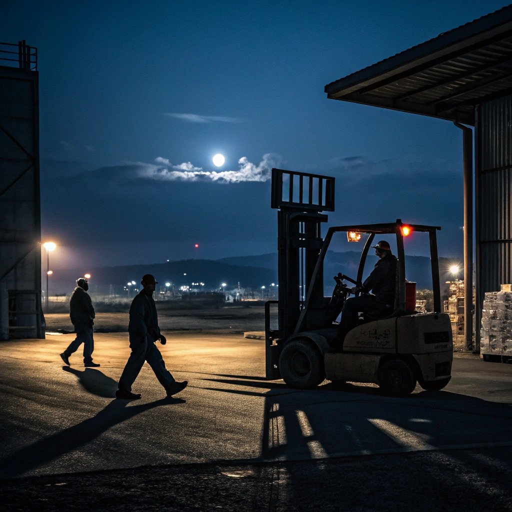 forklift work in night