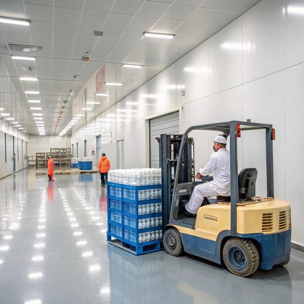 forklift workin dairy plant