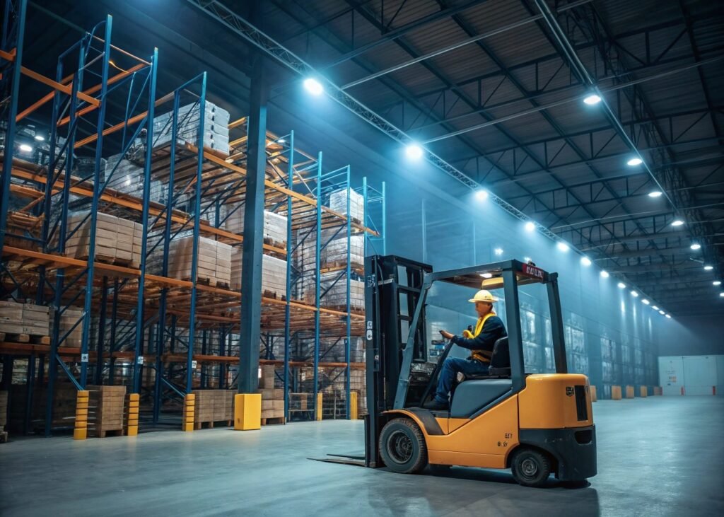forklift working in warehouse