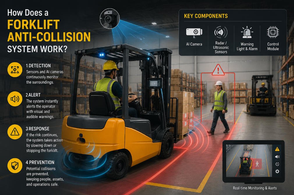 how forklift anti collision system work